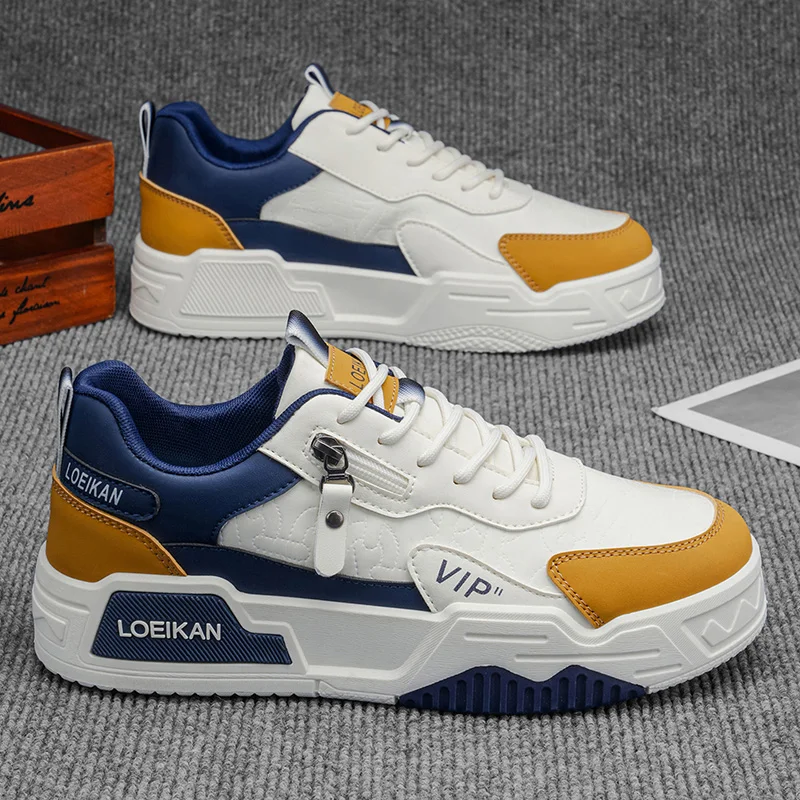 

Мужские кеды на платформе с молнией LOEIKAN, модные повседневные кроссовки с цветовыми блоками