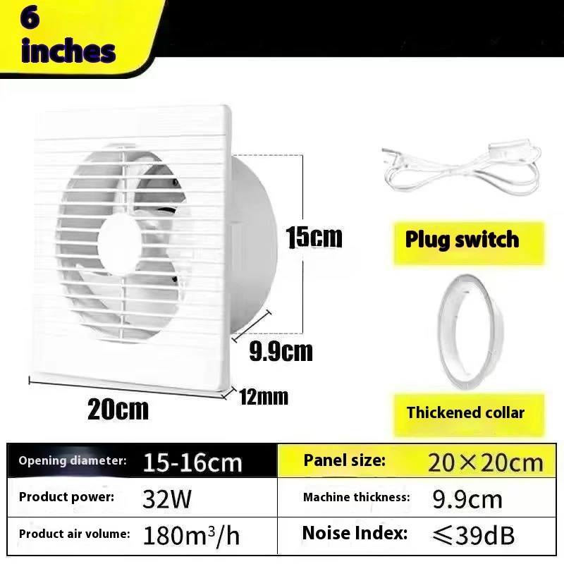 220 V 4 inch 6 inch 8 inch Opknoping Muur Wit Ventilador Kleine Ventilator Extractor Afzuigventilatoren Wc badkamer Keuken Fan
