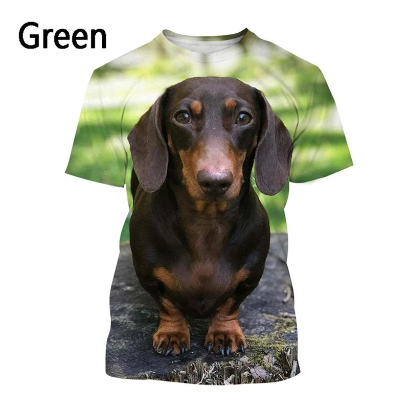 Dachshund 3D Printed T-Shirt Men Women Summer Funny Dog Graphic T Shirts Casual Harajuku Style Kids O-neck Tee Tops Y2k Clothing