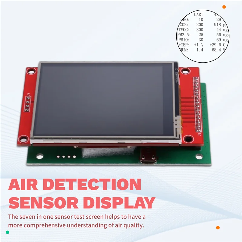 SQPP-الاستشعار لوحة القراءة وحدة الاستشعار لوحة عرض 7 In1 Co2/PM2.5/TVOC/CH2O T & H كشف الغبار مستشعر جودة الهواء الداخلي