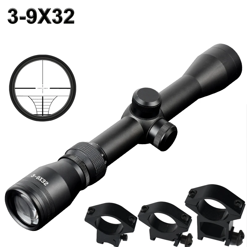 

3-9X32 Hunting Rifle Scope Adjustable Illuminated Optics Gun Sight Airsoft Sniper Riflescope Tactical Fits 11mm/20mm Rail Mount