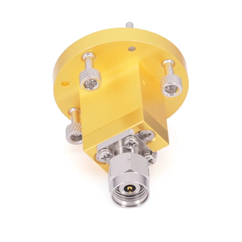 Gwave 50 Ohm RoHS Compliant WR-22 To 2.4mm Male Straight Waveguide Coax Adapters UG-383/U Flange 33-50GHz Model WR22/2.4-UG-J-T
