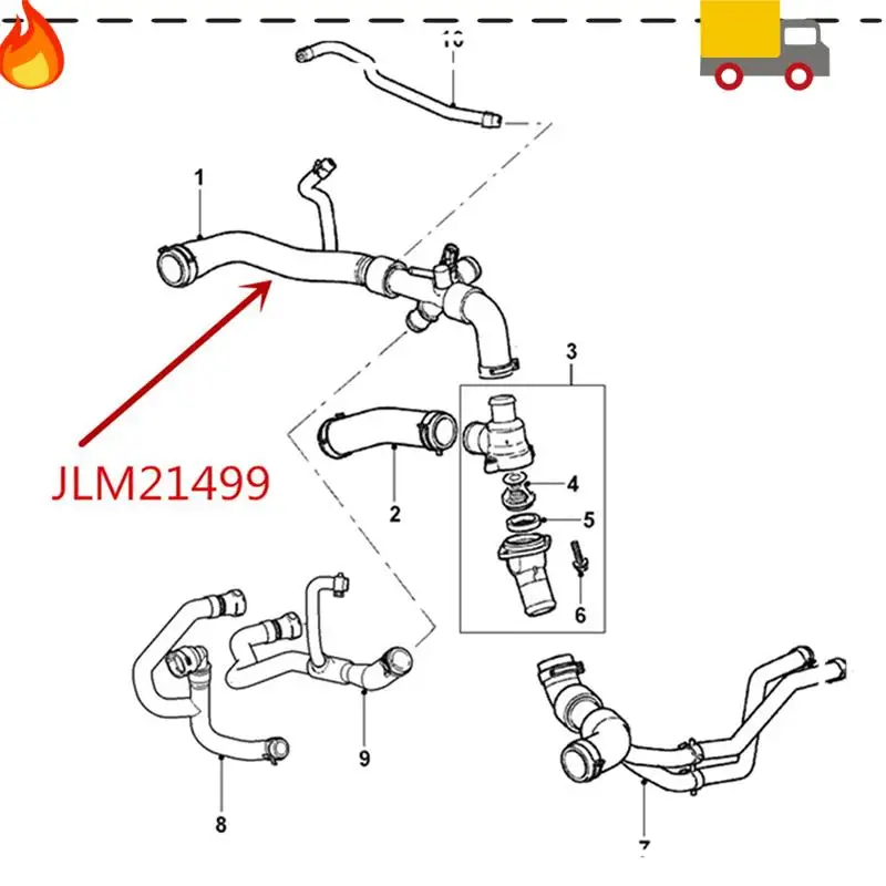 

2X JLM21499 Hose On Cooler Water Tank For Jaguar Series XF Engine Five Pipe Radiator Upper Pipe Connecting Pipe