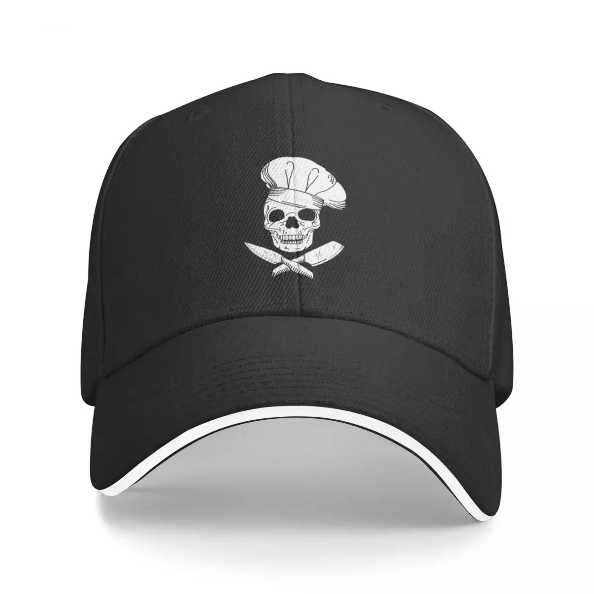 

New Skull Wearing Chef Hat and Crossed Kitchen Knives Baseball Cap funny hat New In Hat Women's Hats 2023 Men's