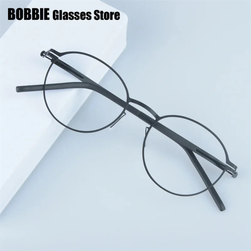 Germany Brand Designer Glasses Men Super Thin Medical Aviation Stainless Steel Retro Round Eyeglasses Women Spectacle Frame TONA