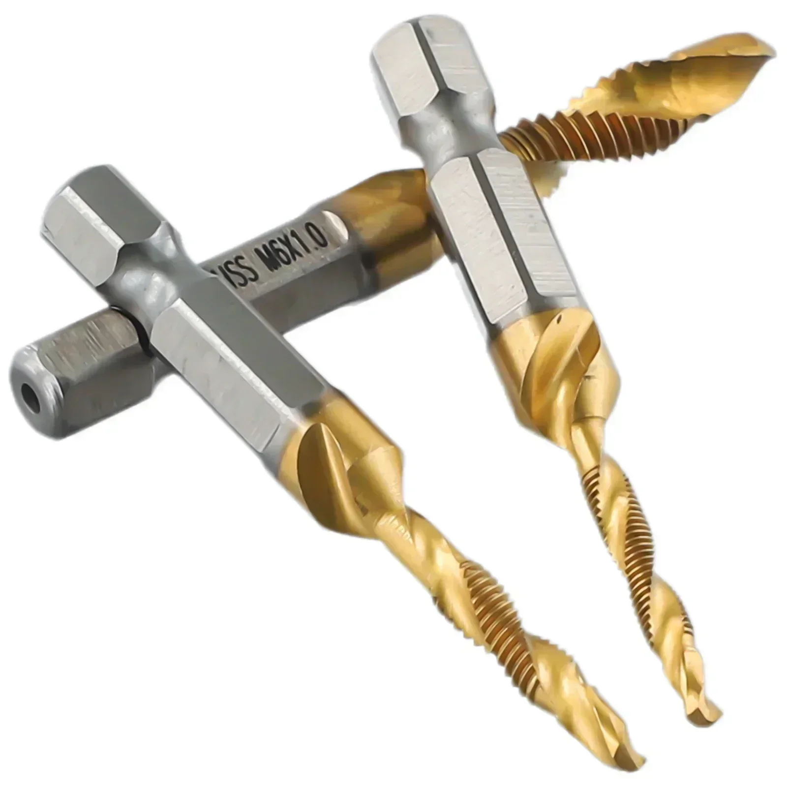 12pcs Titanium-Coated HSS Tap Drill Bits Set Hex Shank Screw Thread Bits Screw Machine Compound Tap M 4 M5 M6 M8 M10