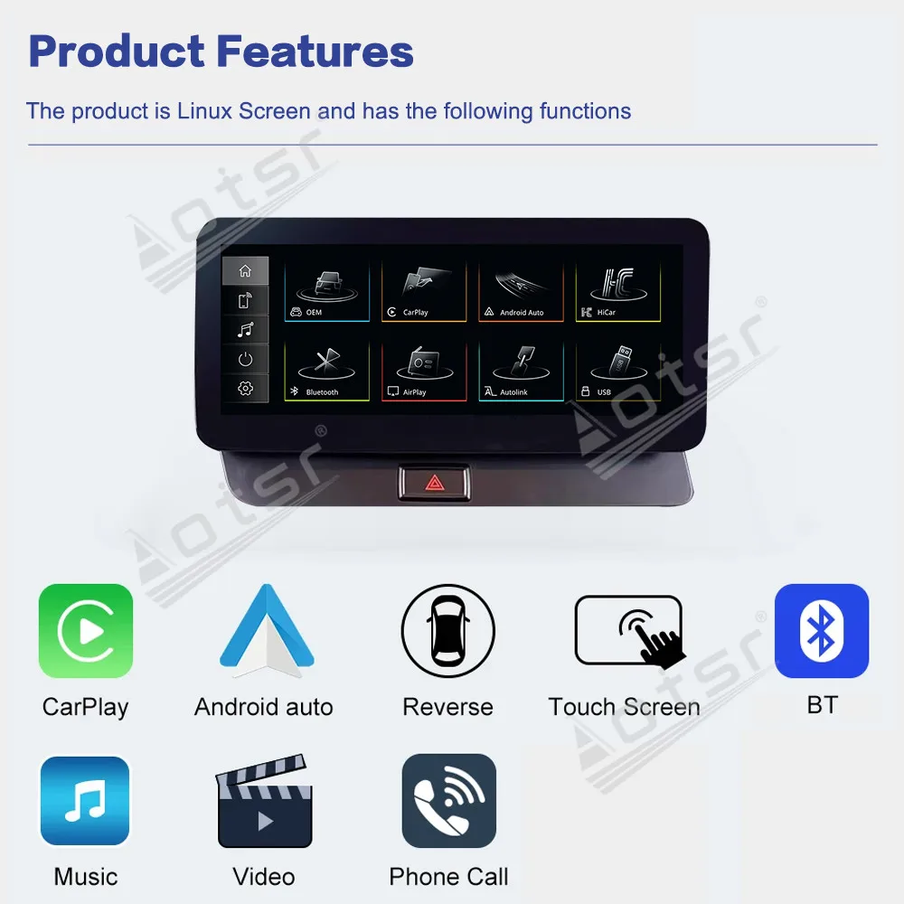 شاشة 10.25 بوصة نظام لينكس لأودي Q5 2009-2017 Carplay ستيريو الوسائط المتعددة راديو نظام ملاحة GPS اكسسوارات السيارات