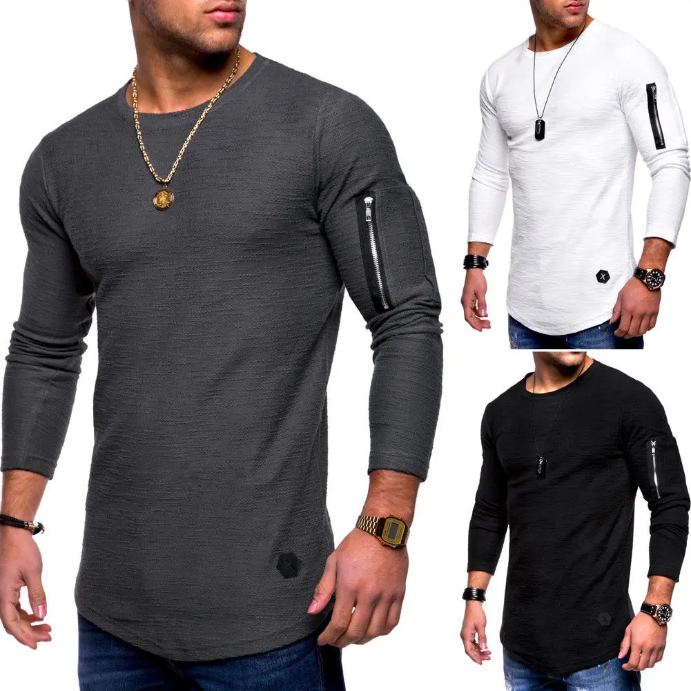 

2022 new T-shirt men's spring and summer T-shirt top men's long-sleeved cotton T-shirt bodybuilding folding T-shirt men M-3XL