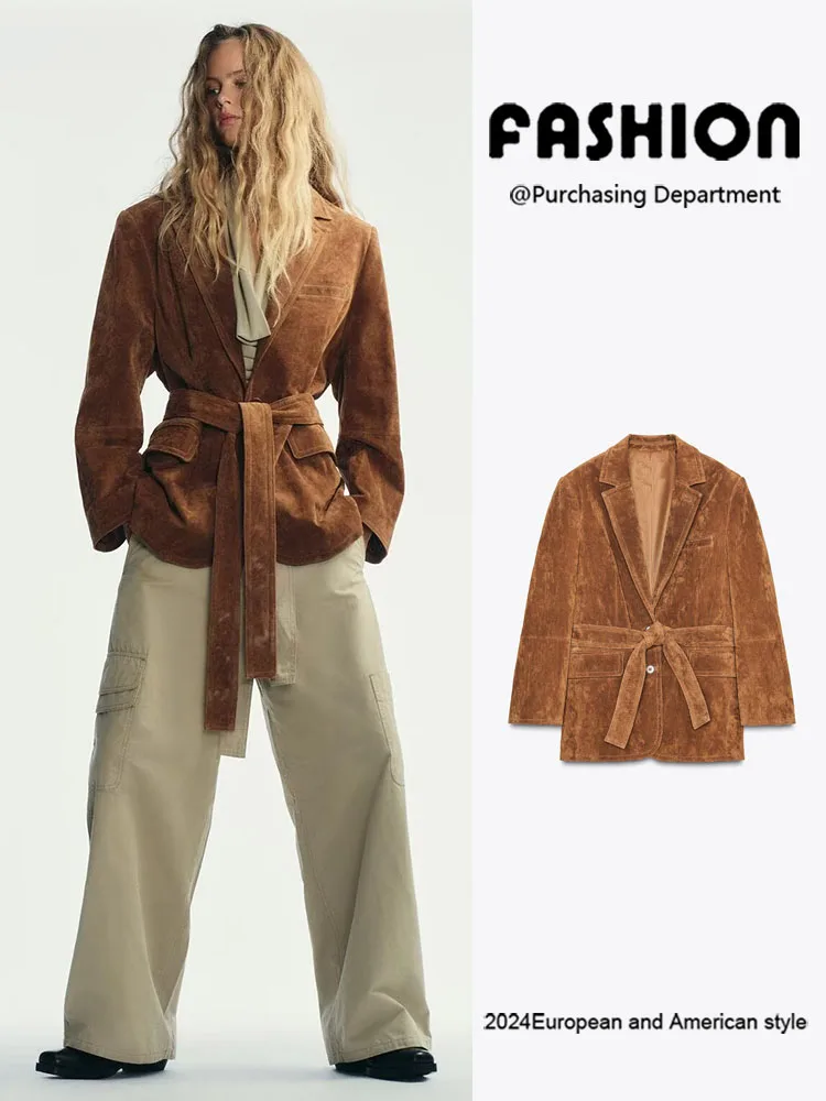 Faionable Women's Autumn New Arrival Leather Jaet with Padded oulder Anti-Fur Coat Ethnic Stage Costume Ladies Outerwear