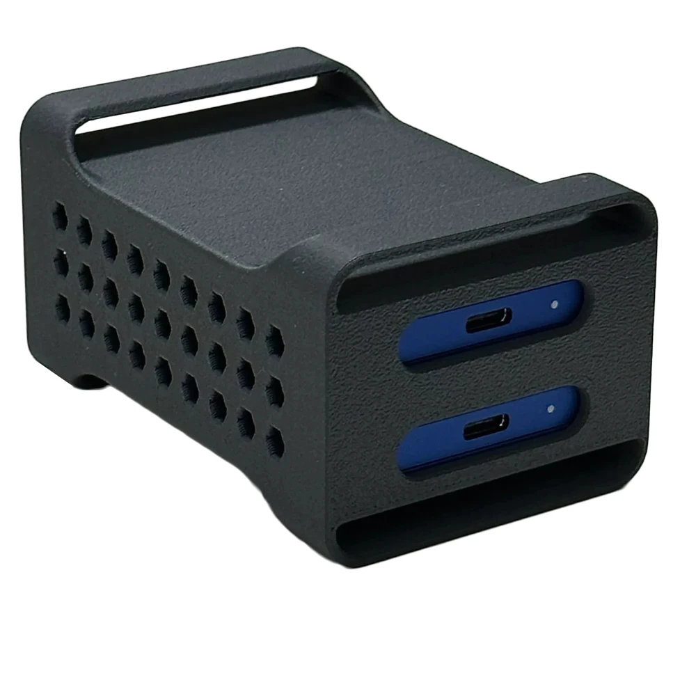 لهاتف Samsung T7 SSD حامل ثلاثي الأبعاد مطبوع، أسود غير لامع - حافظة تخزين آمنة مع غطاء منزلق وفتحات تبريد وفتحة كابل من النوع C #6