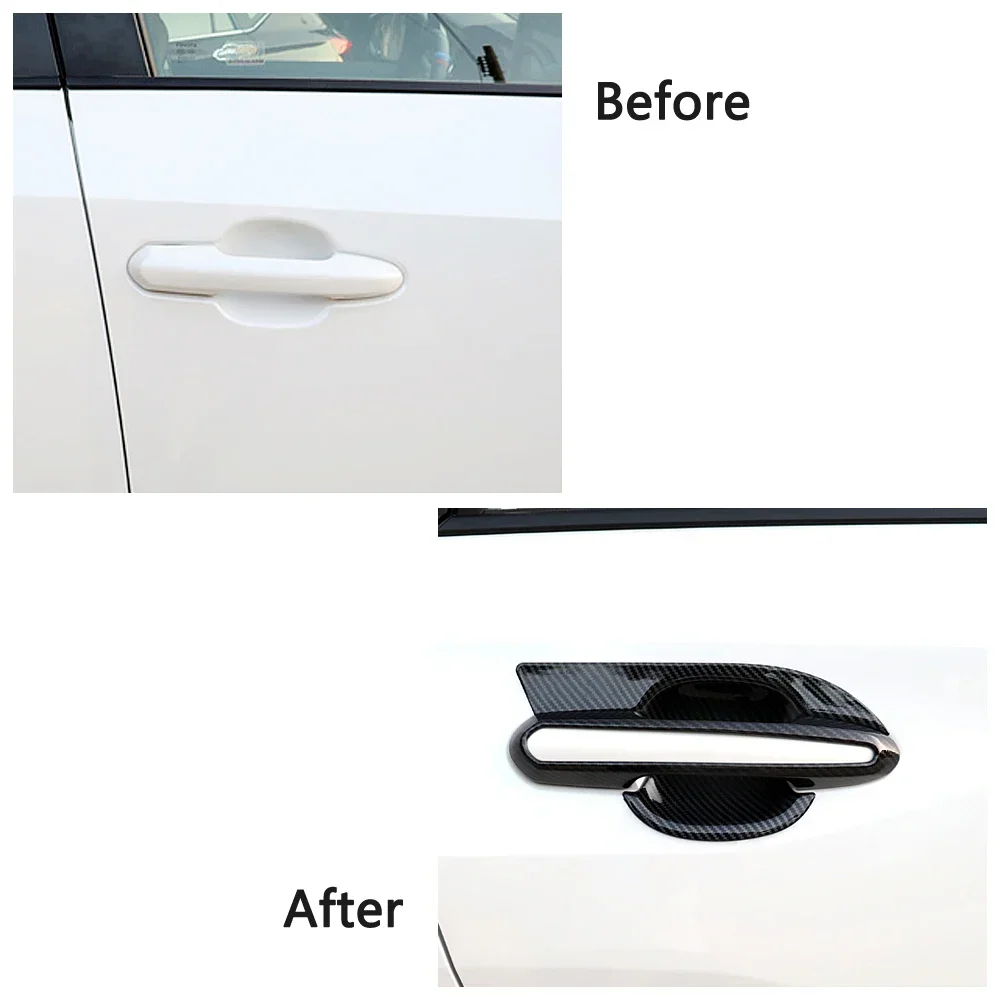 Carbon Fiber Printed For Toyota Rav4 RAV 4 2019-2025 Exterior Side Door Handle Cover Moulding Chrome Door Bowl Trim Frame Bezel