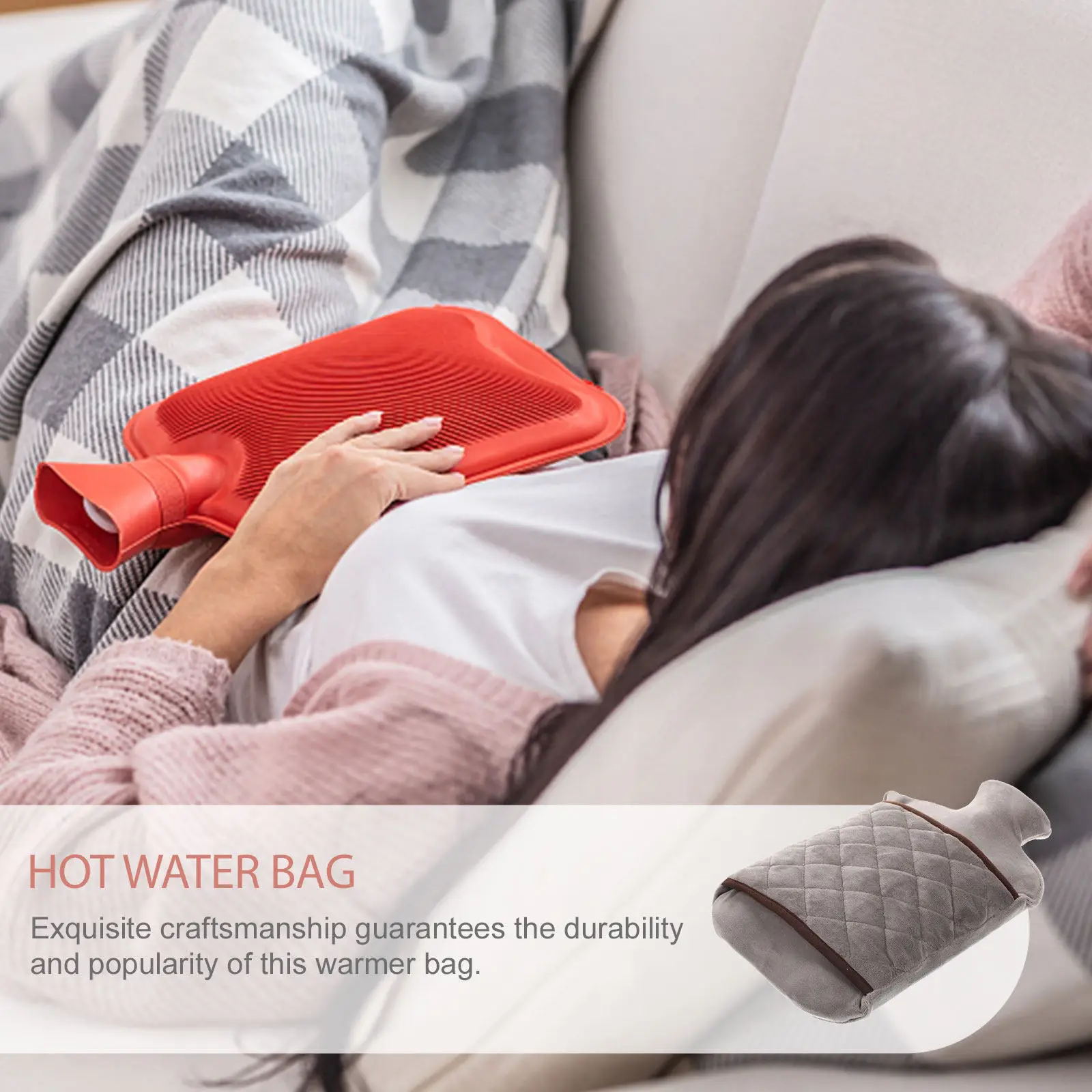 

Portable Explosion-Proof Hot Water Bag Thick Warm Hand Warmer Winter Soft Cover Large Capacity Reusable Household