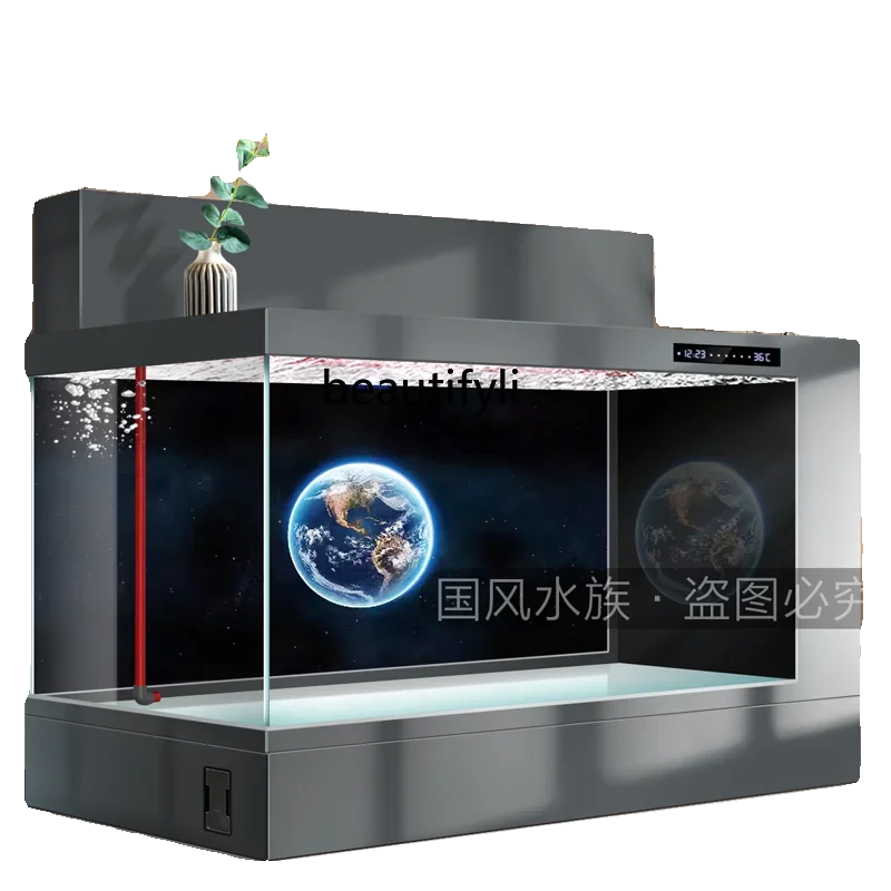 

Fish tank aquarium double filter aluminum alloy koi floor tank ultra-white glass water-free living room
