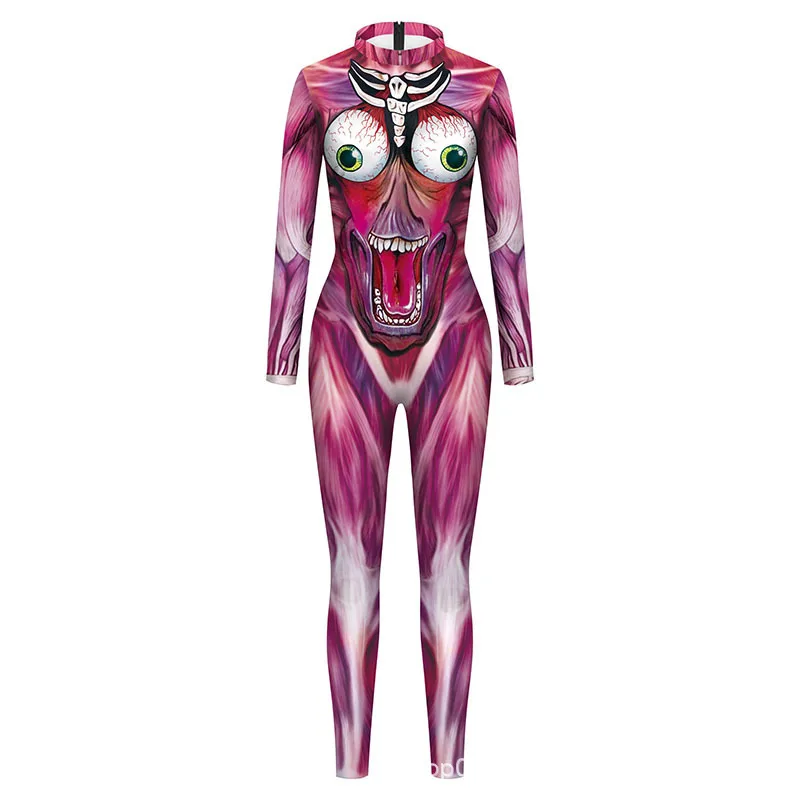Damen 3D-gedruckter Skelett-Catsuit Jumpsuit Sexy Cosplay-Kostüm für Halloween-Party Modischer Cosplayer Aerial Yoga Bodysuit – Detail 21