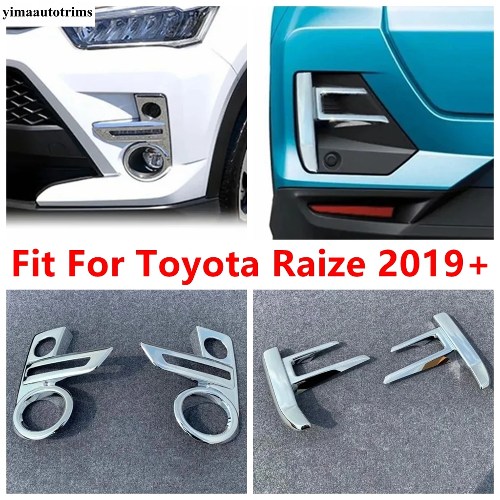 

Front Rear Bumper Fog Lights Lamps Eyelid Eyebrow Frame Cover Trim ABS Chrome Accessories Exterior For Toyota Raize 2019 - 2021