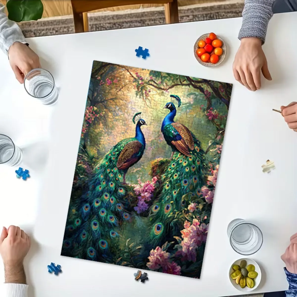 1000pcs paper jigsaw puzzle, with numbers on the back, family fun adult puzzle. Peacock Art Canvas Print 27.56x19.69inch, Vibr