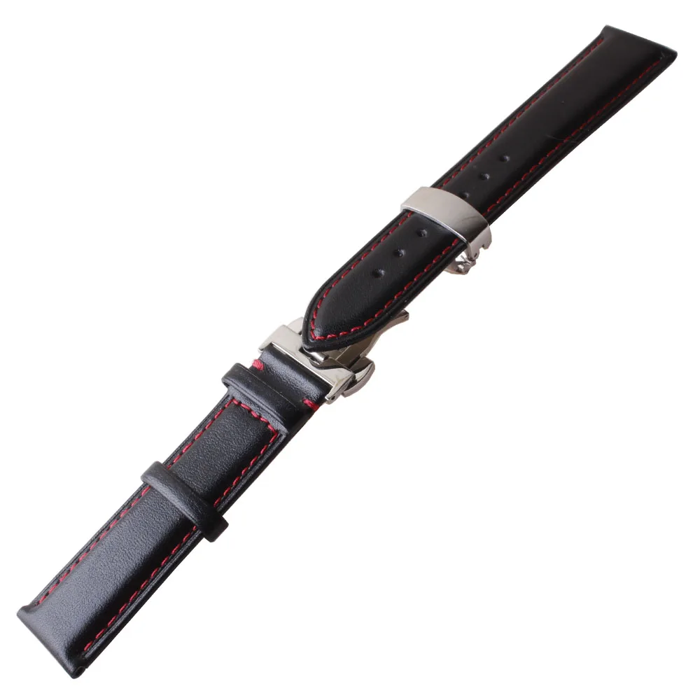 

Watchbands 20mm 22mm Soft Smooth Genuine Calfskin Leather Automatic watches men's strap new Butterfly Buckle Business Watch Band