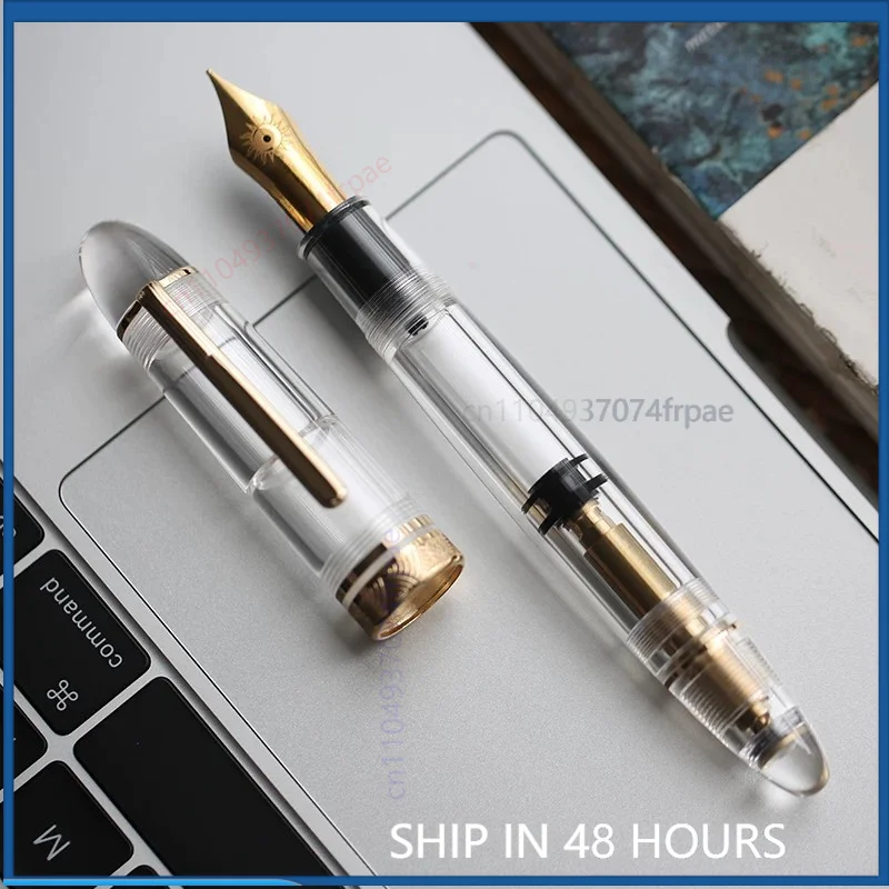 For MOONMAN P140 Size 8 #40 Fountain Pen Small Z Polished Nib Brass Piston Large Clear Demonstrator Barrel(only for debugging)