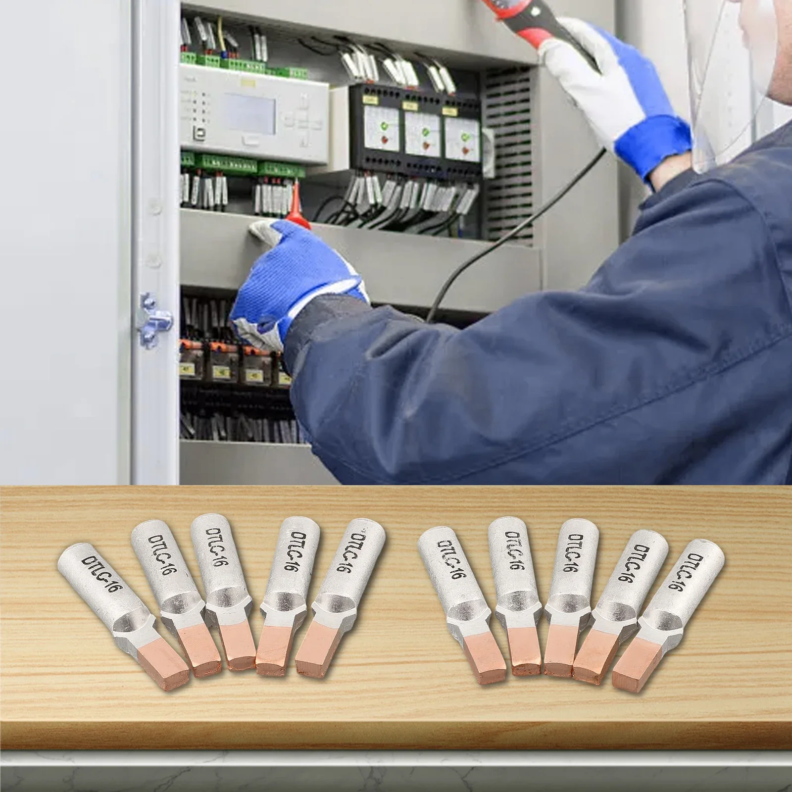 10 Uds terminales de aluminio y cobre DTLC-16 terminales de engarzado de Cable conector de Cable para varios disyuntores piezas de repuesto