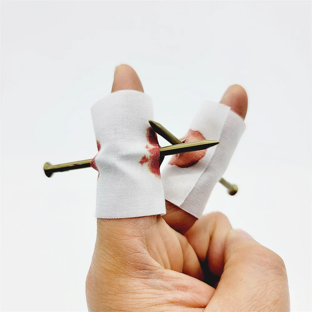 5Pcs Broken Finger Bloody Nail Gauze Scary Costume Prop For Haunted House Halloween Party Decor Supplies Halloween Horror Props