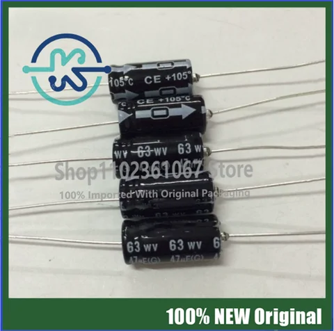 20PCS 50v47uf 63v47uf 8X17mm Horizontal axial polarized aluminum electrolytic capacitor New original