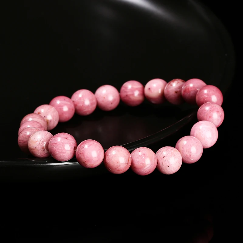 JD Natural Stone Rhodochrosite Ore Bead Bracelet Women Charm Yoga Meditation Prayer Reiki Energy Stone Jewelry Couple Party Gift