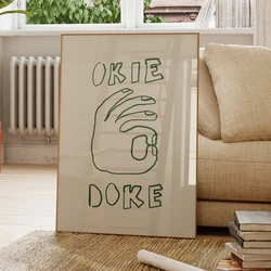 Mid Century Trendy Blue Typography Okie Doke Quotes Wall Art Prints Canvas Painting Poster Pictures For Living Room Home Decor