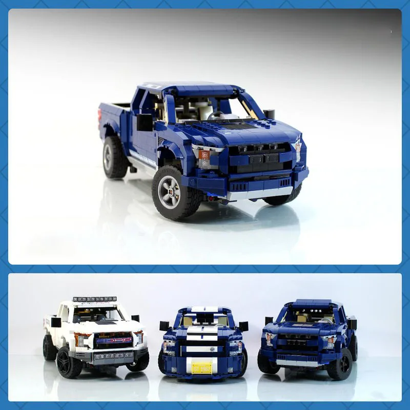 NEW MOC-10265 Mustangs Shelby GT500 Building Block Car Bricks F150 Raptor Classic Pickup Assembled Model DIY Toys Birthday Gifts