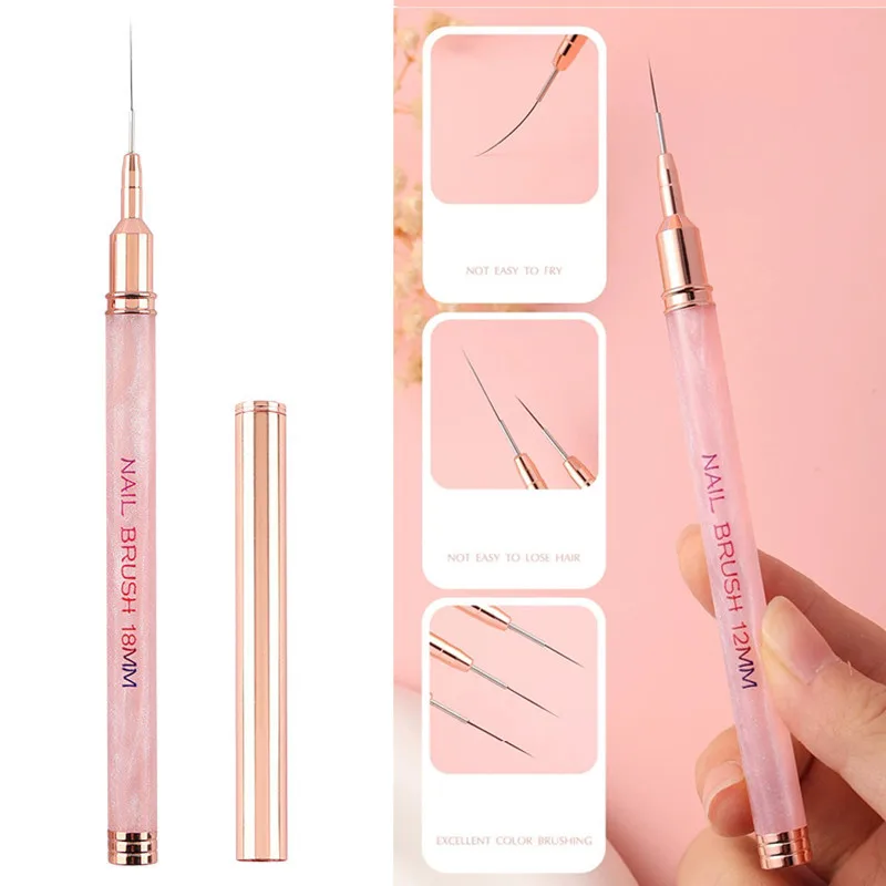 

6/9/12/15/18mm Pink Nail Liner Brushes Gel Nail Art Brush Nail Polish Painting Brush Nail Art Design Brush Pen