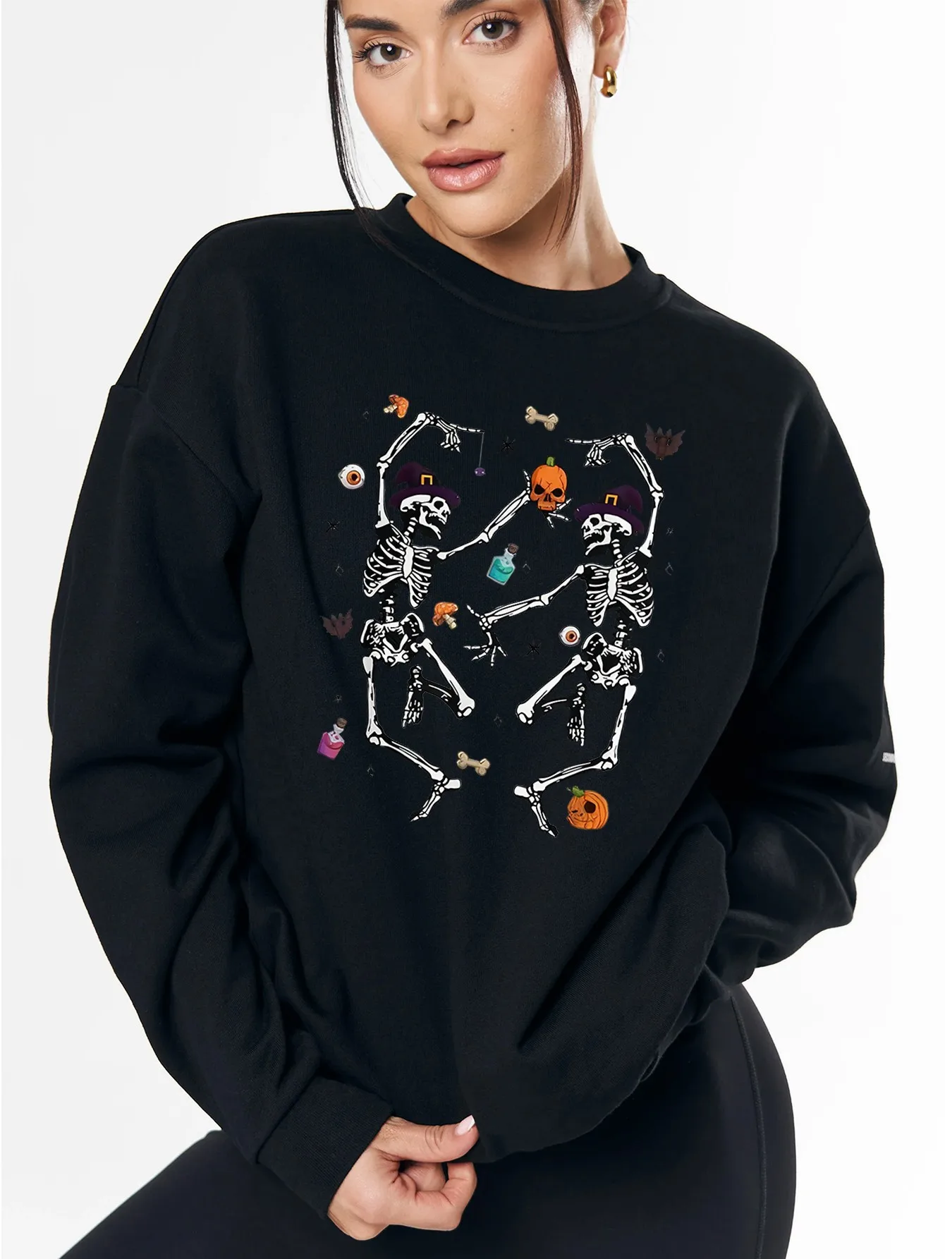 Damen-Halloween-Sweatshirt, langärmelig, Kapuzenpullover mit Totenkopf, langlebig und atmungsaktiv, für Halloween-Party-Kostüme