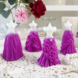 DIY Wedding Dress Silicone Mold Woman Skirt Handmade Scented Candle Plaster Resin Ornaments Molds Party Princess Dress Mould