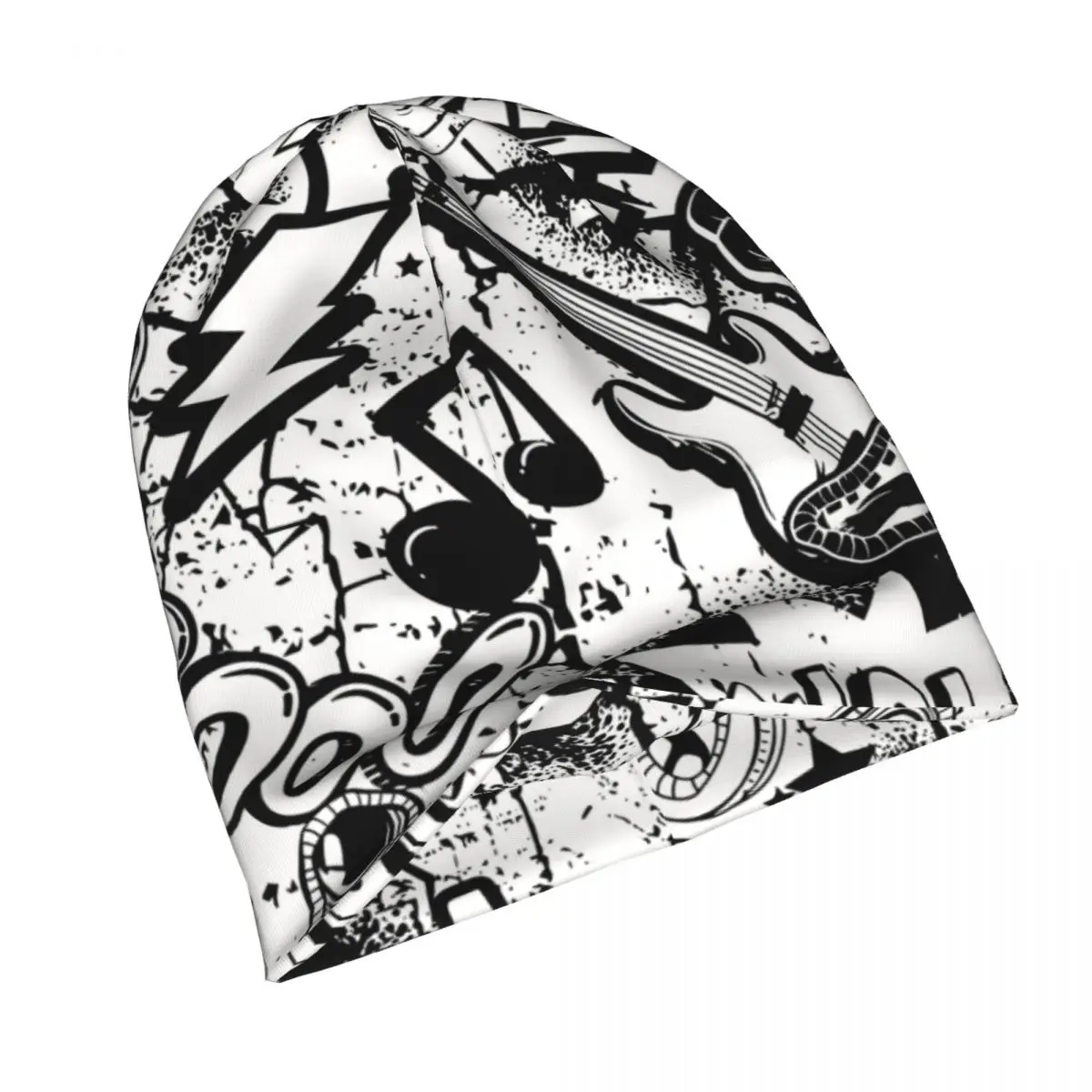 Black And White Comics Graffiti Thin Skullies Beanies Outdoor Caps For Men Women Graffiti Art Pattern Ski Caps Bonnet Hats