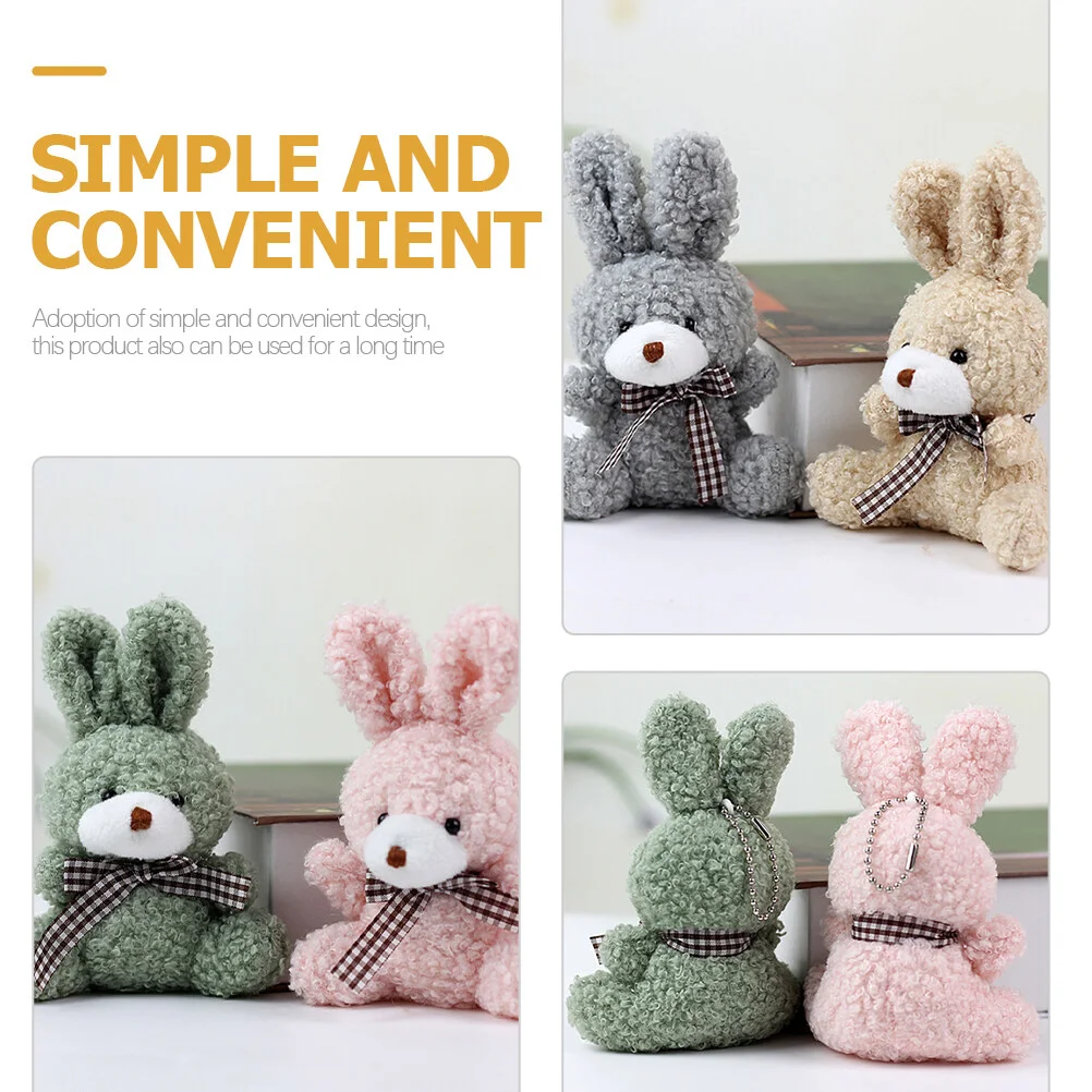 Pp Cotton Bunny Keychain para Mulheres, Mini Plush Animals Chaveiros para Criança, Bulk, 12 Pcs