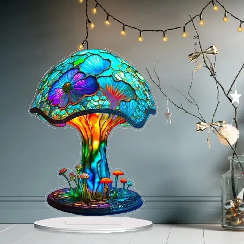 Colorful Shell & Stream Statue,Apples, Mushrooms, Vase,2D Acrylic Figurine,Home,Office,Studio,Room,Table Ornament Desktop Decor