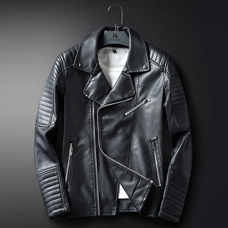 

Trend Jackets Top Clothing Business Men High Quality Clothes New Casual Slim Fit Stand Collar Leather Jacket Men's Leather Coats