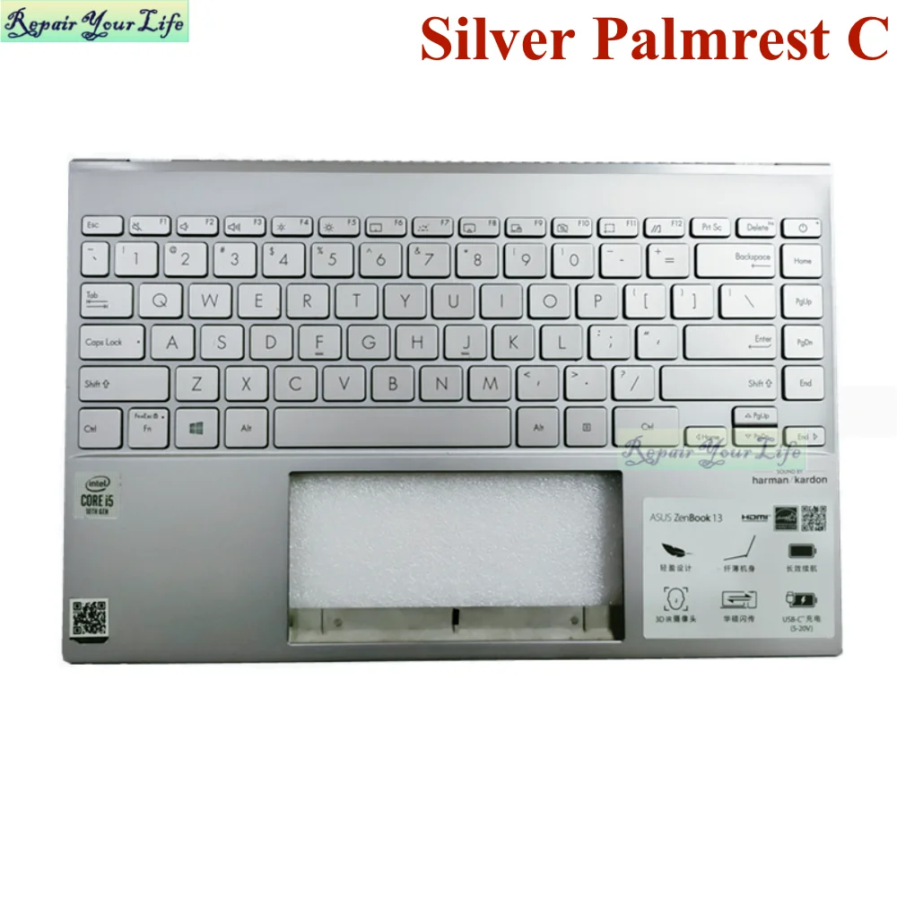 Imagem -04 - Palmrest Teclado Completo para Asus Zenbook Ux325 Um325 U3700 U3700e Ux325ua Case Superior Inglês Retroiluminado 90nb0sl1-r31us0 us hb