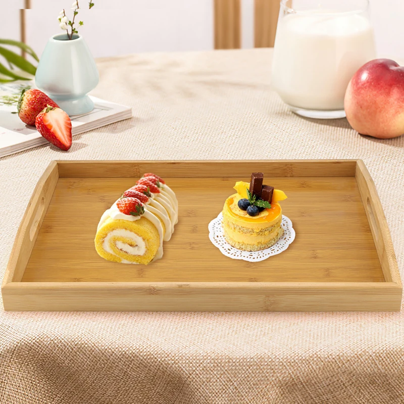 HOT Wooden Tray With Handles, Living Room Coffee Table Footstool Tray, Oversized Wooden Dinner Tray, Breakfast Decoration