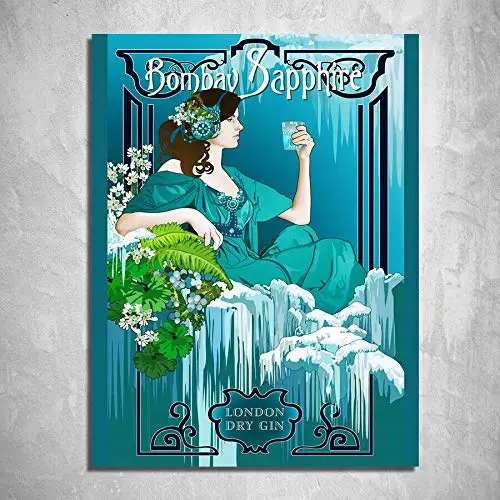 AMELIA SHARPE Tin Signs Vintage Bombay Sapphire Gin Vintage Wall Decoration Home Bar Garage Art Sign 8X12 Inches