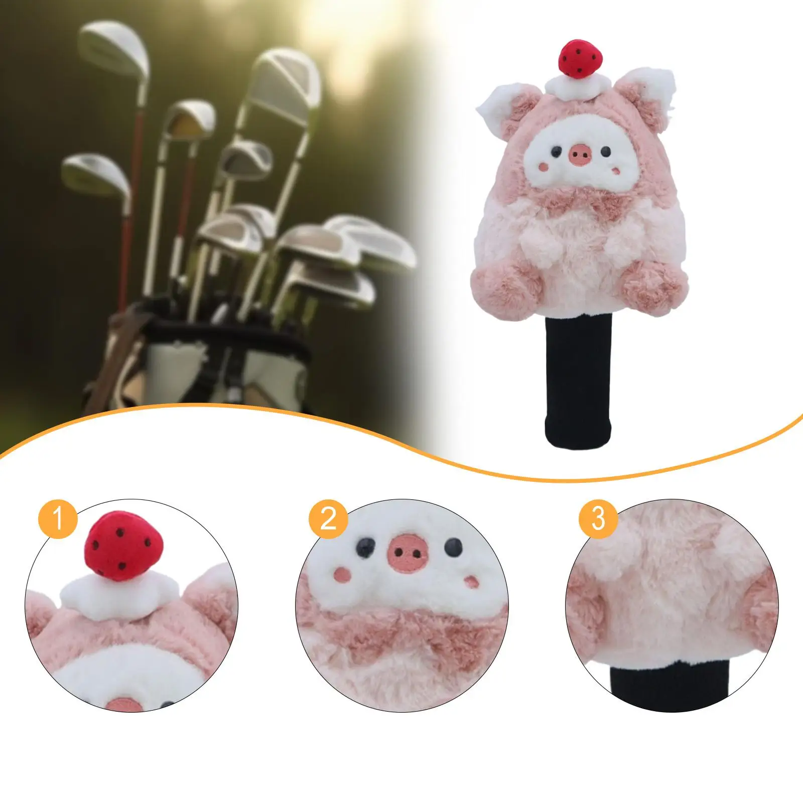 

Headcover Cartoon Pig Plush Knitted Protection for Game Driver Fairway Clubs