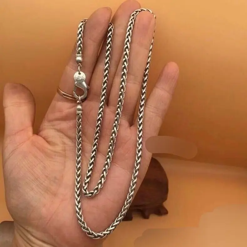 China national wind Tibetan silver twist braided collar Miao Yin chain.