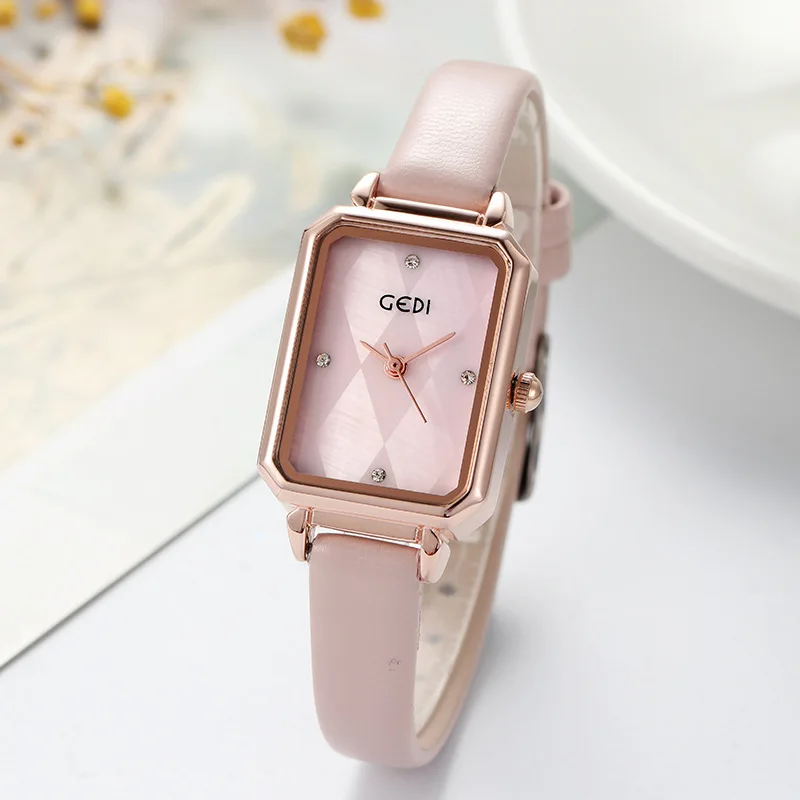 

New Luxury Women's Watches Fashion Square Women's Quartz Watch Magnetic Strap Green Dial Simple Rose Gold Mesh Women's Watch