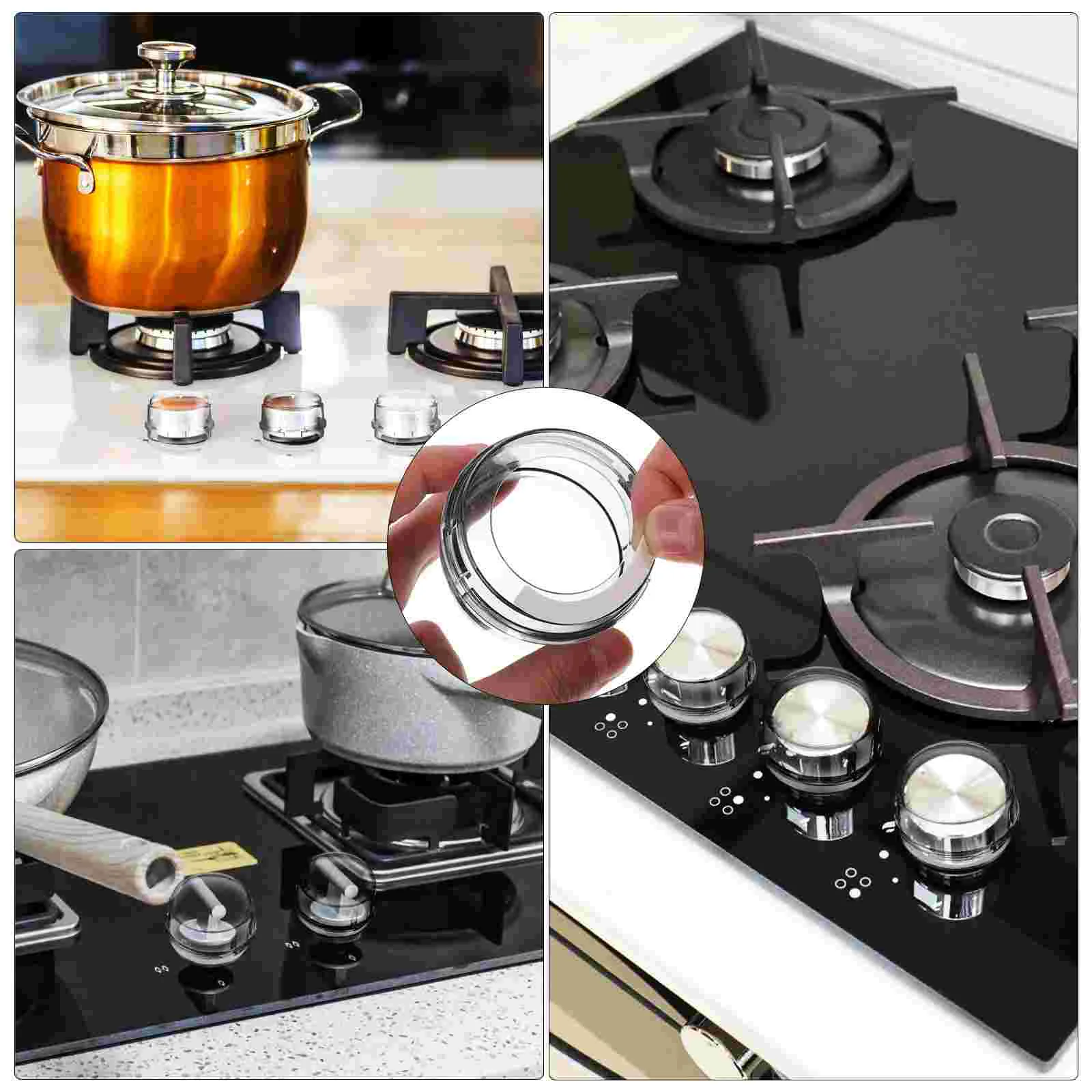 8 Pcs Large Hole Gas Switch Protective Cover Childproof Stove Button Covers Door Handle Clear Pvc Knob Guards Protectors Oven