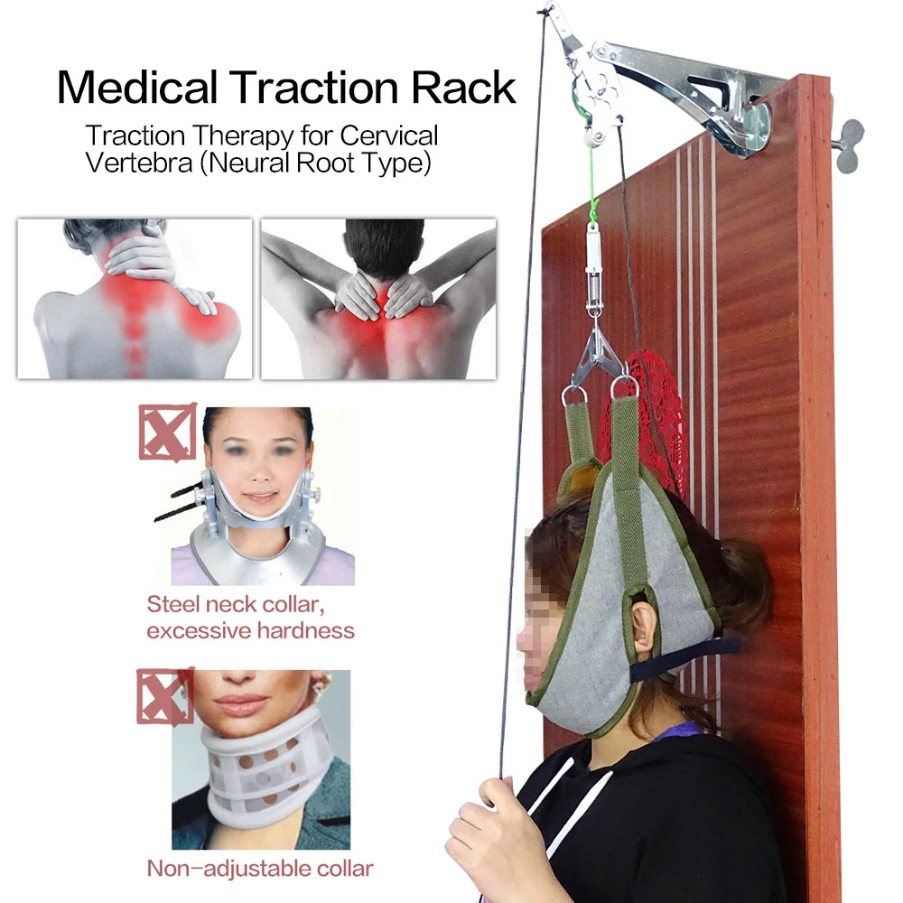 Neck Massager Cervical Traction Device Kit Neck Back Stretcher Adjustment Chiropractic Back Head Massager Relaxation 30KG