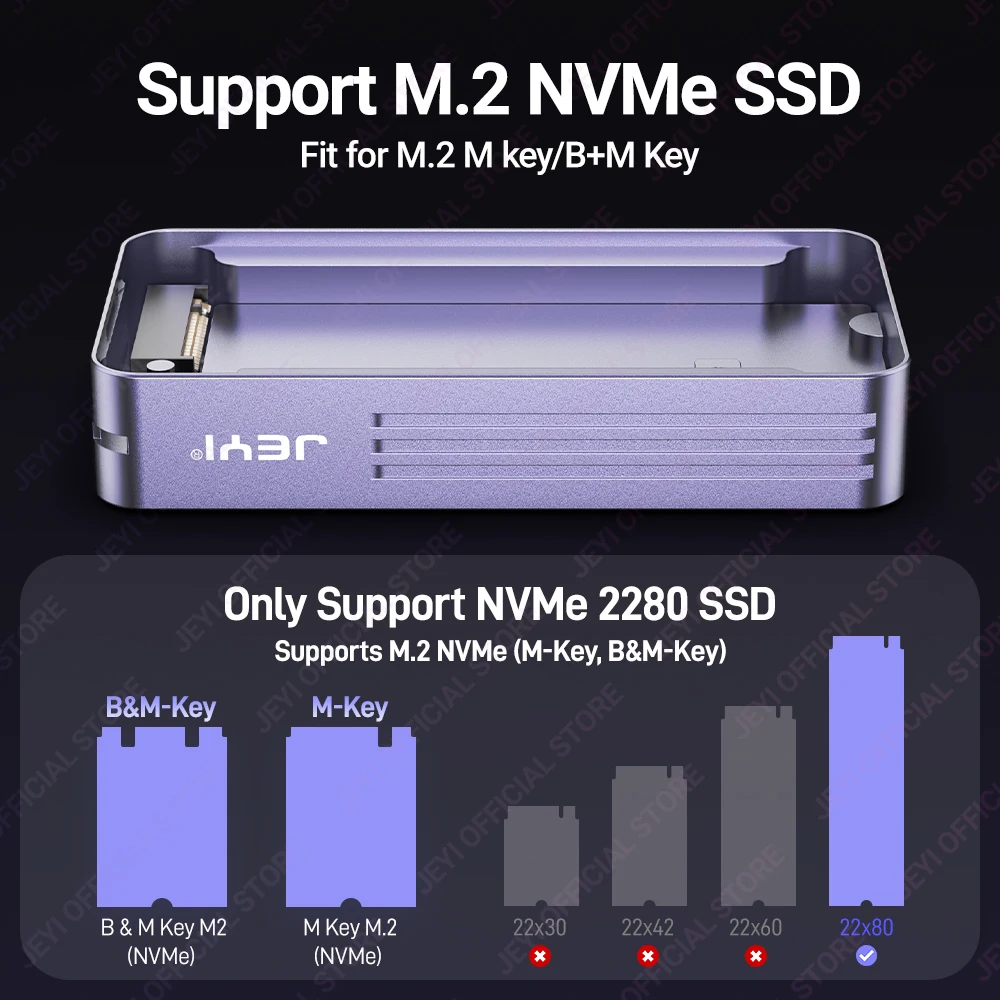 JEYI 80Gbps Thunderbolt 5 M.2 NVMe SSD Enclosure Transfer Rates Over 6000MB/s Works with Mac M4 Pro - Image 4