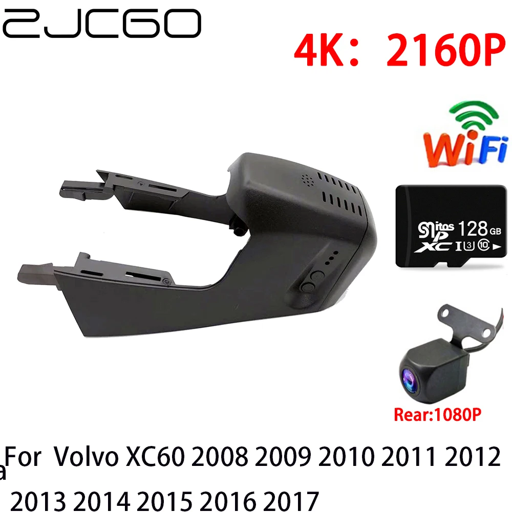 

ZJCGO 4K Car DVR Dash Cam Wifi Front Rear Camera 2 Lens 24h Parking for Volvo XC60 2008 2009 2010 2011 2012 2013 2014 2015 2016