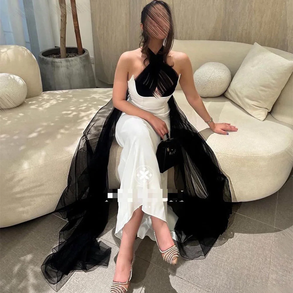 ROYET High Neck Sleeveless Vintage Elegant Mermaid Prom Dress Ankle Length Sweep Train Long White Woman Evening Gown 2024