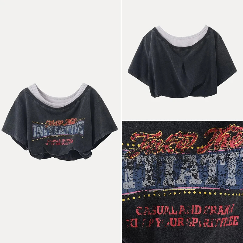

Z Women's Trendy Asymmetrical oulder T-irt Summer 2025 Print Commute Sle Loose Fit ort Sve round Ne