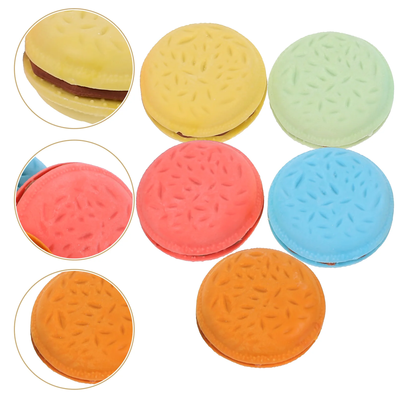 

5 Pcs Tiny Erasers for Bulk Macaron Cookie Rubber Novelty Gift Bag Cute School Supplies Pupils