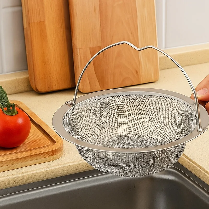 Kitchen Sink Strainer 13cm, Food Scrap Catcher for Drain Protection, Removable Stainless Steel Filter