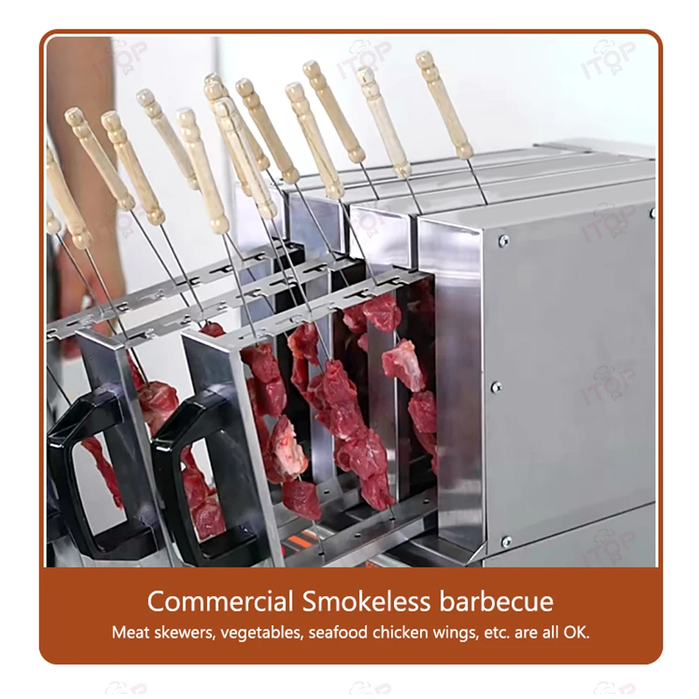 Commercial Electric BBQ Grill Smokeless Skewer Machine 3/5/7 Groups Lamb Kebab Making Machine Skewers Oven